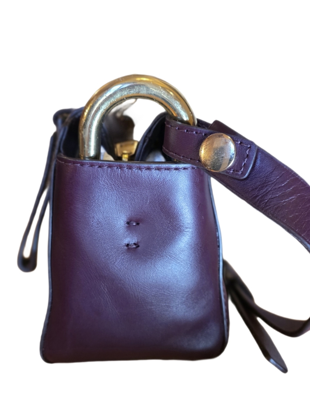 J.Crew Harper Mini Satchel Italian Leather  BURGUNDY Merlot Crossbody - Picture 7 of 13